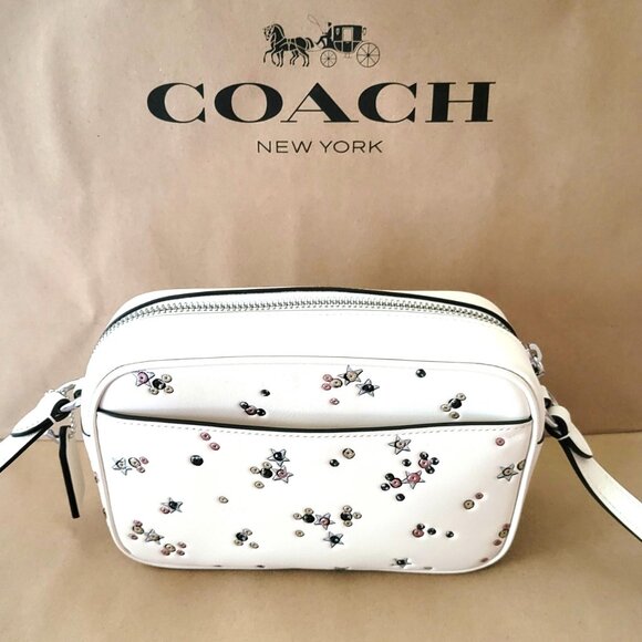 Coach CCI73 Mini Jamie Embossed Star Camera Bag Crossbody Handbag Chalk - Picture 4 of 7